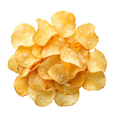 Natural potato chips isolated on transparent background
