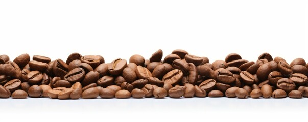Coffee Beans Scattered on White High-Quality Isolated Image of Raw Arabica