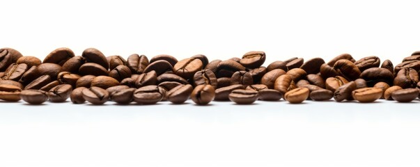 Coffee Beans Scattered with Soft Focus Background Isolated on White