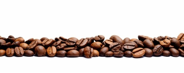 Premium Coffee Beans Scattered on White Background - Close-up Isolatedbrown Shot