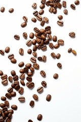 Falling Coffee Beans Cascade - High-Quality Isolated Image on White Background