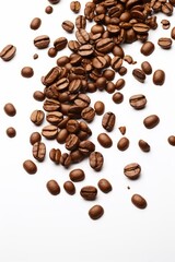 Obraz premium Seamless Cascade of Coffee Beans on a Pristine White Backdrop – High-Quality Image for Commercial U