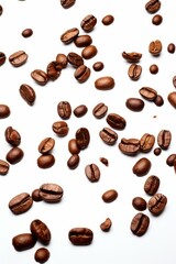 Freshly Roasted Coffee Beans Cascading Down on a Pristine White Backdrop