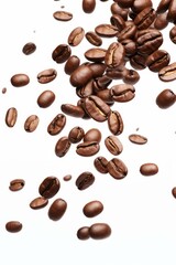 Seamless Cascade of Coffee Beans on Pristine White Backdrop - High Resolution Image