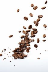Cascading Coffee Beans - High Resolution Image Isolated on Pure White Background