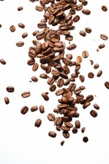 Gravity-Defying Coffee Beans Cascade - Isolated on Pristine White Background