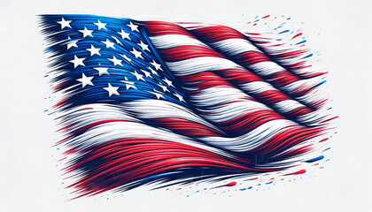 American Flag Painted on White Background. Concept American Patriotism