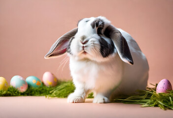 easter bunny on minimal field, with simple easter