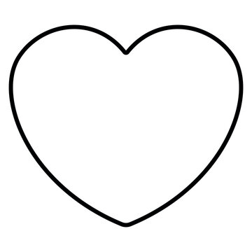 heart shape symbol, black and white vector silhouette illustration