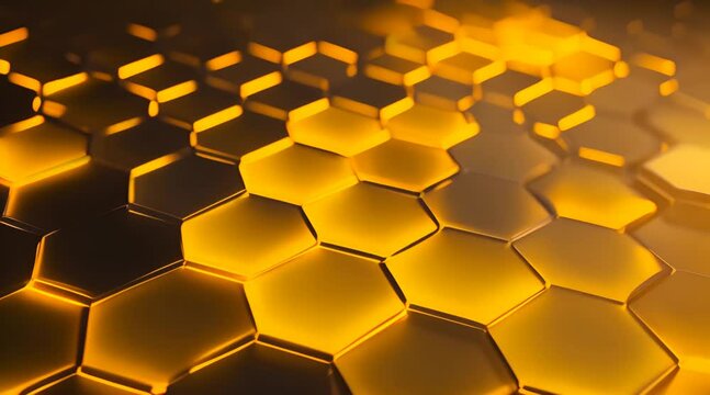 Abstract geometric background with hexagons in golden color