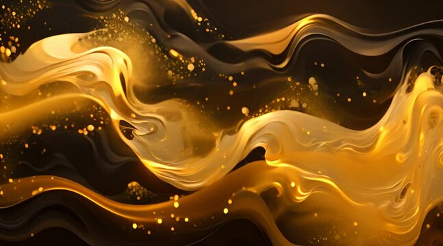 Black and gold abstract background. Liquid marble pattern