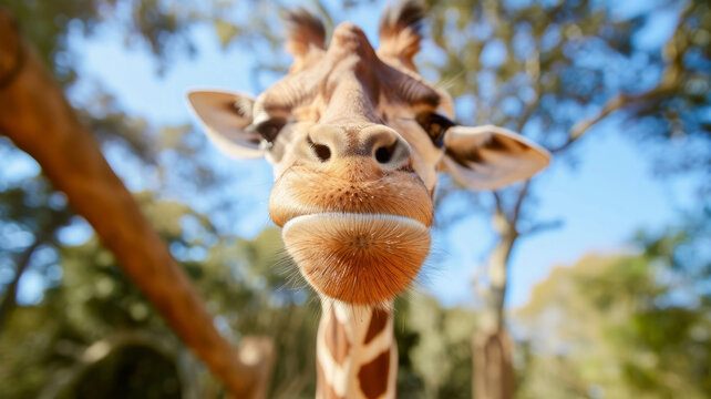 funny giraffe. Comical animal making a funny face that's impossible not to chuckle at. Funny smiling animal. Perfect for lighthearted and amusing design projects.