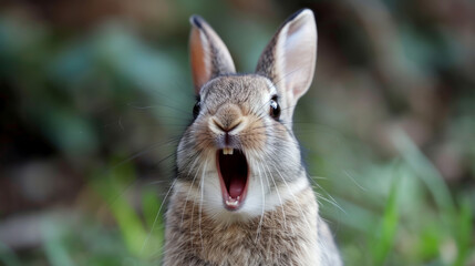 funny rabbit. Comical animal making a funny face that's impossible not to chuckle at. Funny smiling animal. Perfect for lighthearted and amusing design projects.
