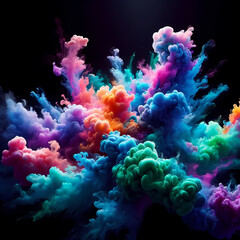 Enchanting Colored Steam Swirling in Darkness - Artistic Concept