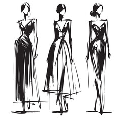 Stylish fashion models. Abstract fashion girls Sketch