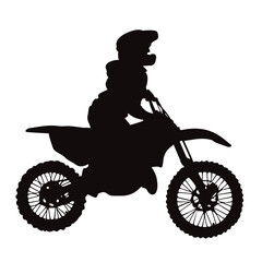 Silhouette of a motocross rider on a white background. A symbol of extreme and sport.