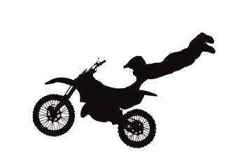 Fototapeta na wymiar Silhouette of a motocross rider on a white background. A symbol of extreme and sport.