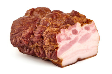 Cold smoked meat, isolated on white background.