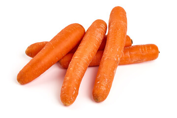 Fresh unpeeled organic carrot, isolated on white background.