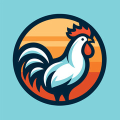 Vector flat abstract rooster gradient colorful logo, Generative Ai