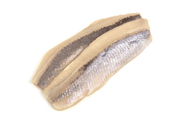 Salted herring, isolated on white background.
