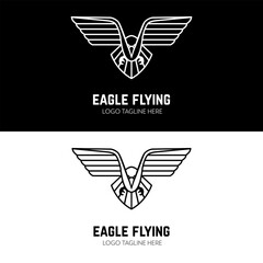 Eagle fly spreading wings for flight company logo design mascot character and emblem