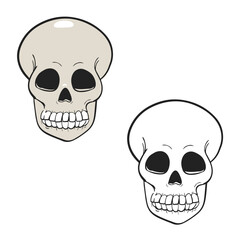 skull vector illustrations. Simple Design Outline Style. You can give color you like. drawing with line-art on white backgrounds