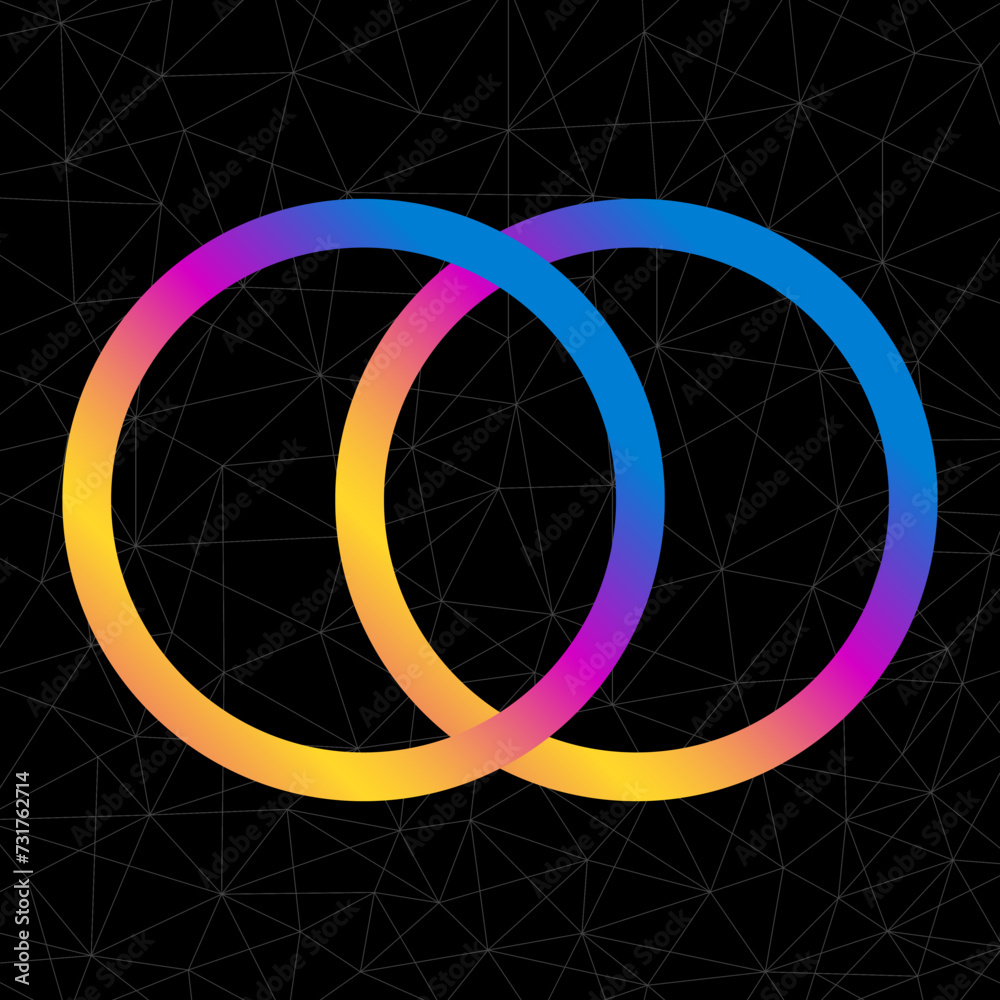 Poster colorful abstract circles logo isolated on black background. vector design element