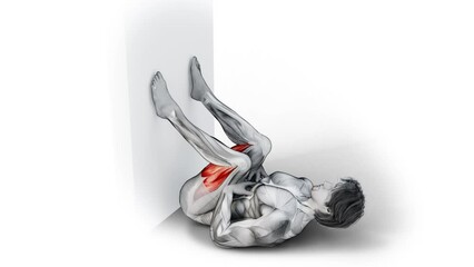 3d render of muscular male character training Hamstrings Stretch workout