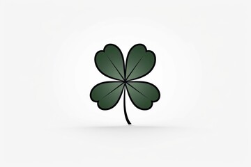 Dark green shamrock four leaf clover pattern icon isolated on white. St Patrick's Day concept