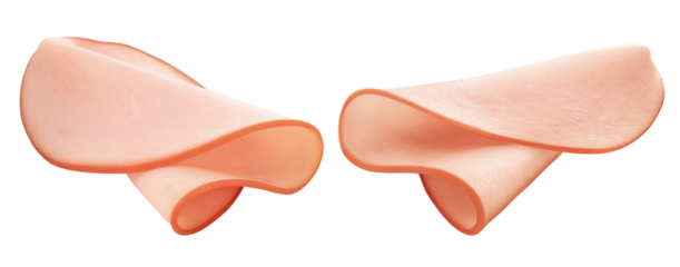 fatias de peito de peru defumado isolado em fundo transparente