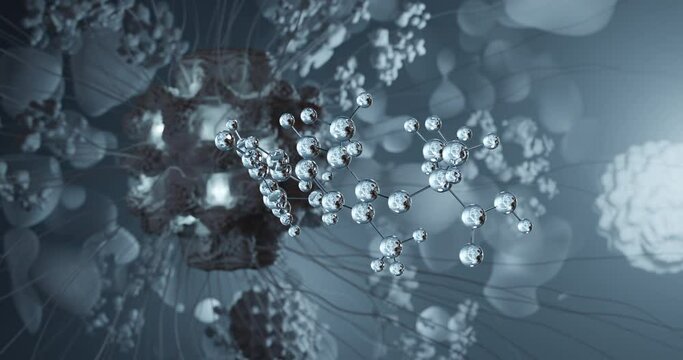Elafibranor rotating 3d molecule, molecular structure of gft505, seamless video