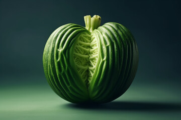 Suspicious food concept: Genetically modified vegetable on the table - obrazy, fototapety, plakaty