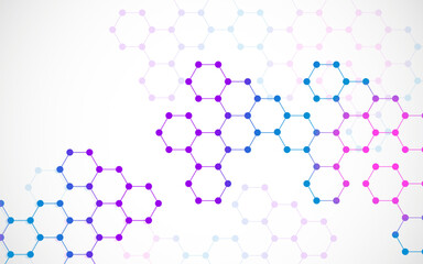 Hexagonal molecules background, molecular structure of DNA. Vector illustration