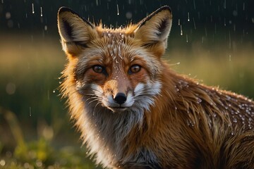 Close-Up Red Fox Illustration, AI-Generated
