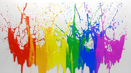 Vibrant Spectrum Rainbow Watercolor Banner on White Background