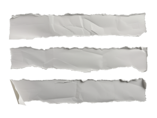 Set of torn paper tear isolated on transparent or white background, png