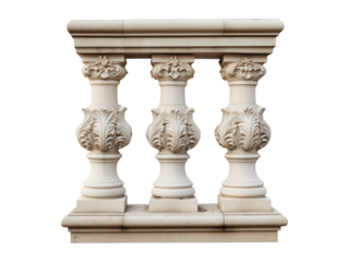 Stone balustrade isolated on transparent or white background, png