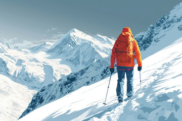 Fototapeta na wymiar If in mountainous snow terrain, be aware of avalanche risks and take necessary precautions