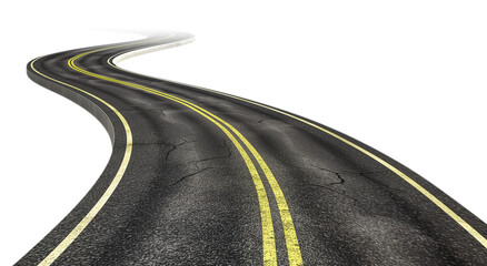 Twisty road isolated on transparent or white background, png