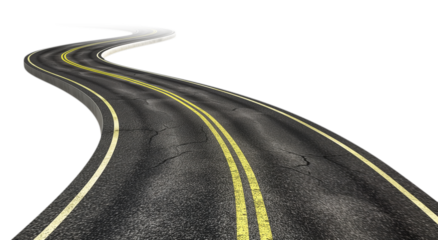 Twisty road isolated on transparent or white background, png