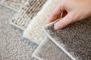 samples of plush vs berber carpet with a hand feeling texture