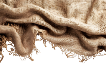 Burlap texture. A piece of torn burlap on transparent background