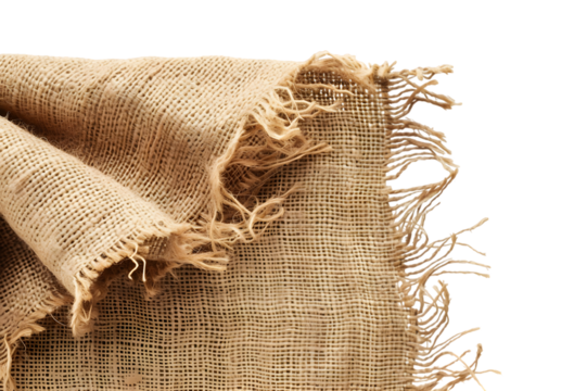 Burlap texture. A piece of torn burlap on transparent background