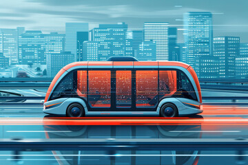 Autonomous Public Transportation: Autonomous Buses and Shuttles: Experimentation with autonomous public transportation - obrazy, fototapety, plakaty