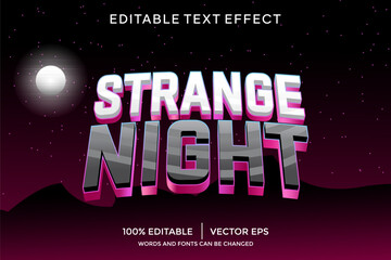 strange night 3D text effect template