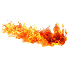 Realistic fire flame effect in the air on white bacground