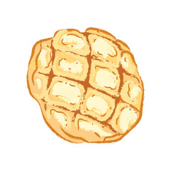 Whole golden round pineapple bun 