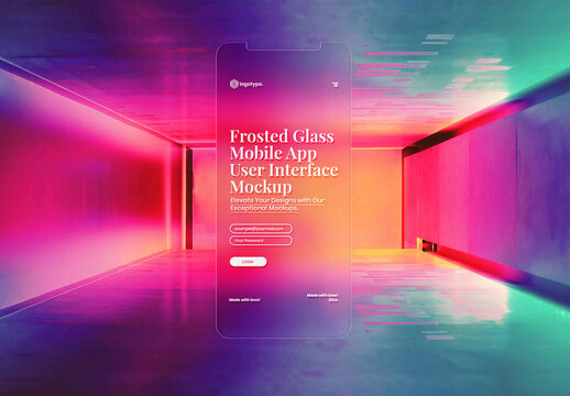 Frosted Glass Smartphone Screen Mockup