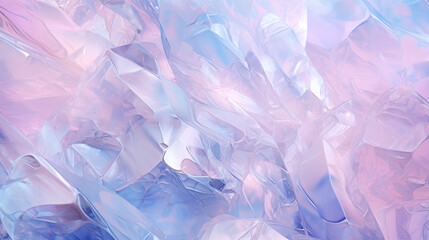 Kryształowe tło w odcieniach fioletu, różowego i niebieskiego. Kawałki szkła odbijające światło - obrazy, fototapety, plakaty